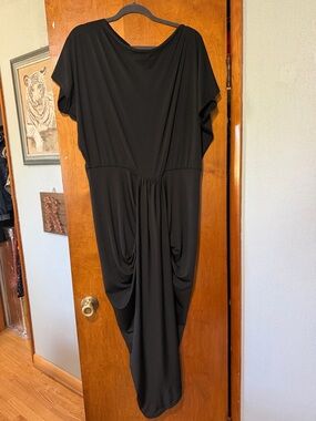 Black Draped Midi Dress - Brand Unspecified